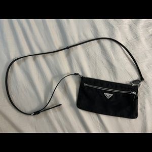 Prada nylon black crossbody adjustable strap triangle logo